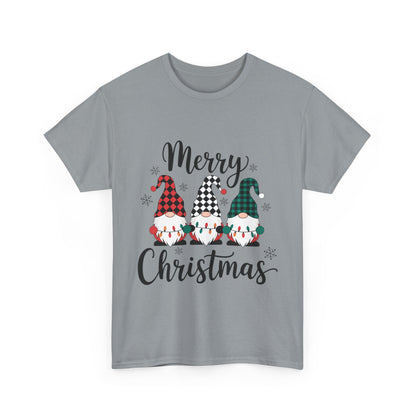 Merry Christmas Gnome and Santa Unisex Heavy Cotton Tee - Front & Back Print - 100% Cotton