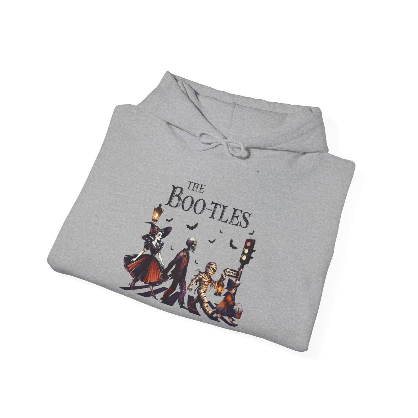 Unisex Heavy Blend Hooded Sweatshirt - Dancing Skeletons & "The Boo-tles" Design - Cozy Fit