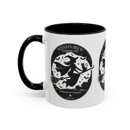 Witch's Brew Coffee Co. Accent Ceramic Mug - 11oz & 15oz - Stirring Up Trouble Design