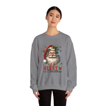 Santa Merry Christmas Unisex Crewneck Sweatshirt - Cozy Holiday Sweatshirt - Cotton Blend