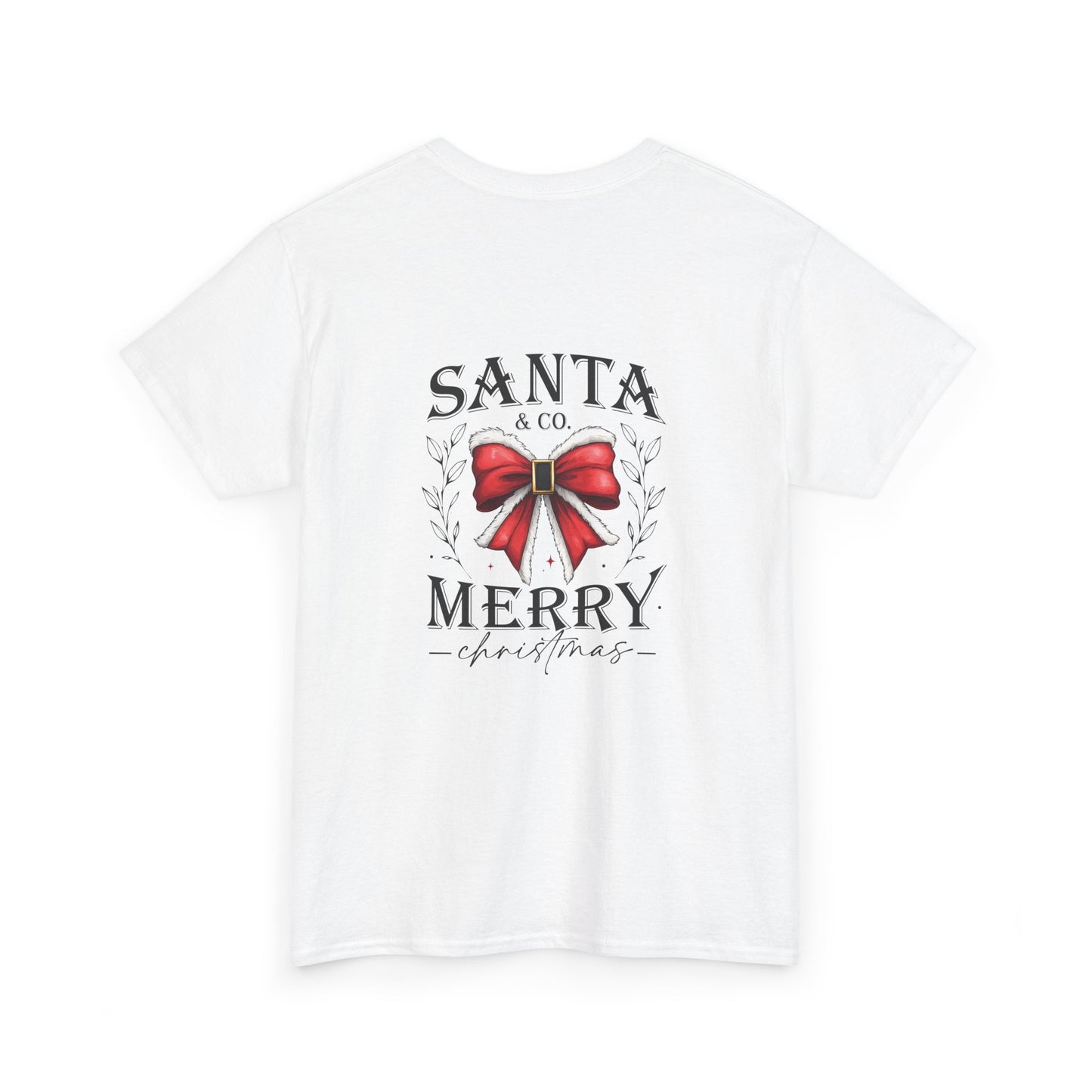 Merry Christmas Unisex Heavy Cotton Tee - Front & Back Holiday Print - 100% Cotton