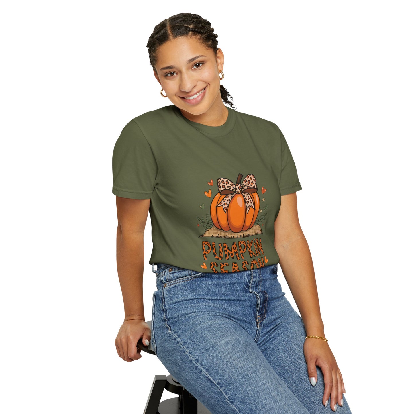 Pumpkin Season Unisex Garment-Dyed T-shirt – Leopard Print Pumpkin Fall Shirt