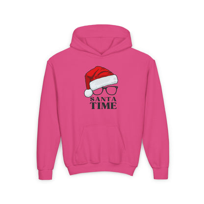 Santa Time Youth Hoodie - Cozy Holiday Hooded Sweatshirt - Festive Santa Design