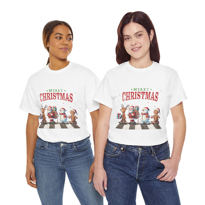 Merry Christmas Unisex Heavy Cotton Tee - Front & Back Holiday Print - 100% Cotton