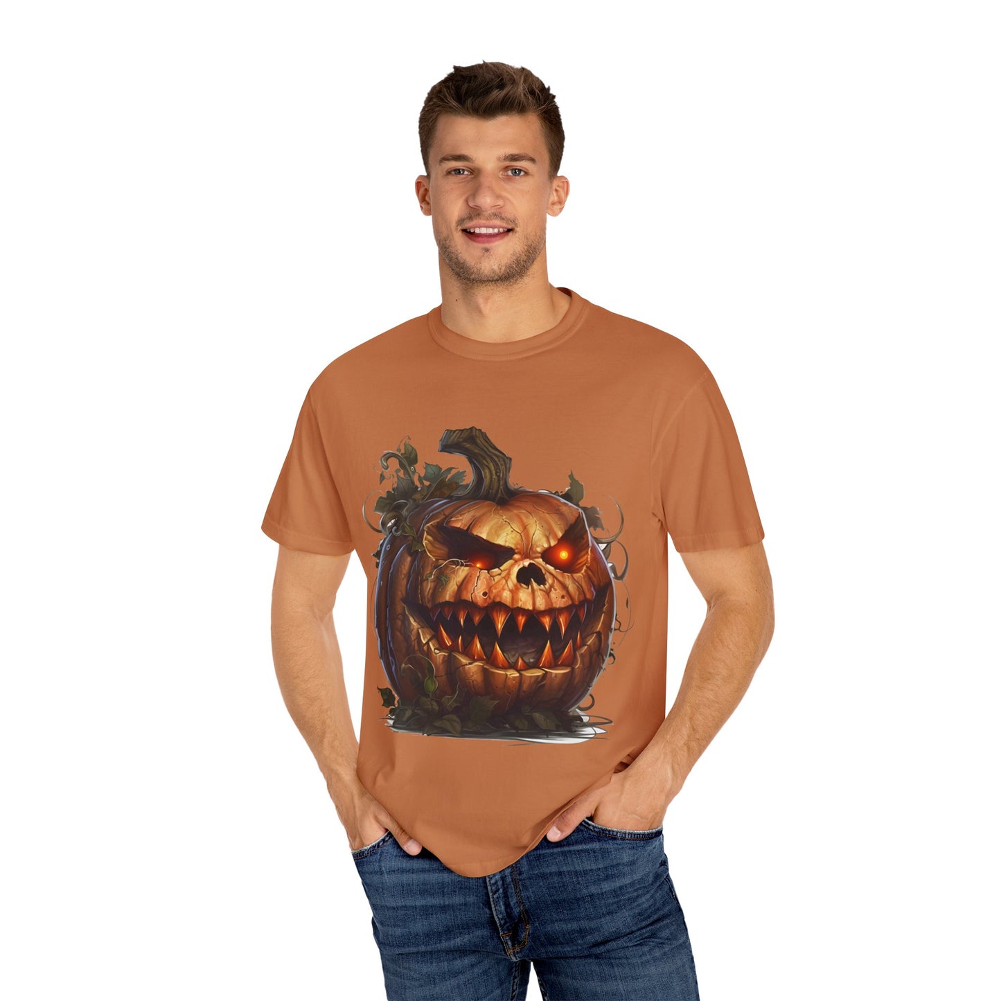 Unisex Garment-Dyed T-Shirt - Comfort Colors - Spooky Jack-O'-Lantern Design