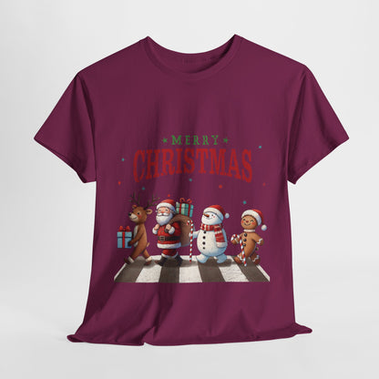 Merry Christmas Unisex Heavy Cotton Tee - Front & Back Holiday Print - 100% Cotton