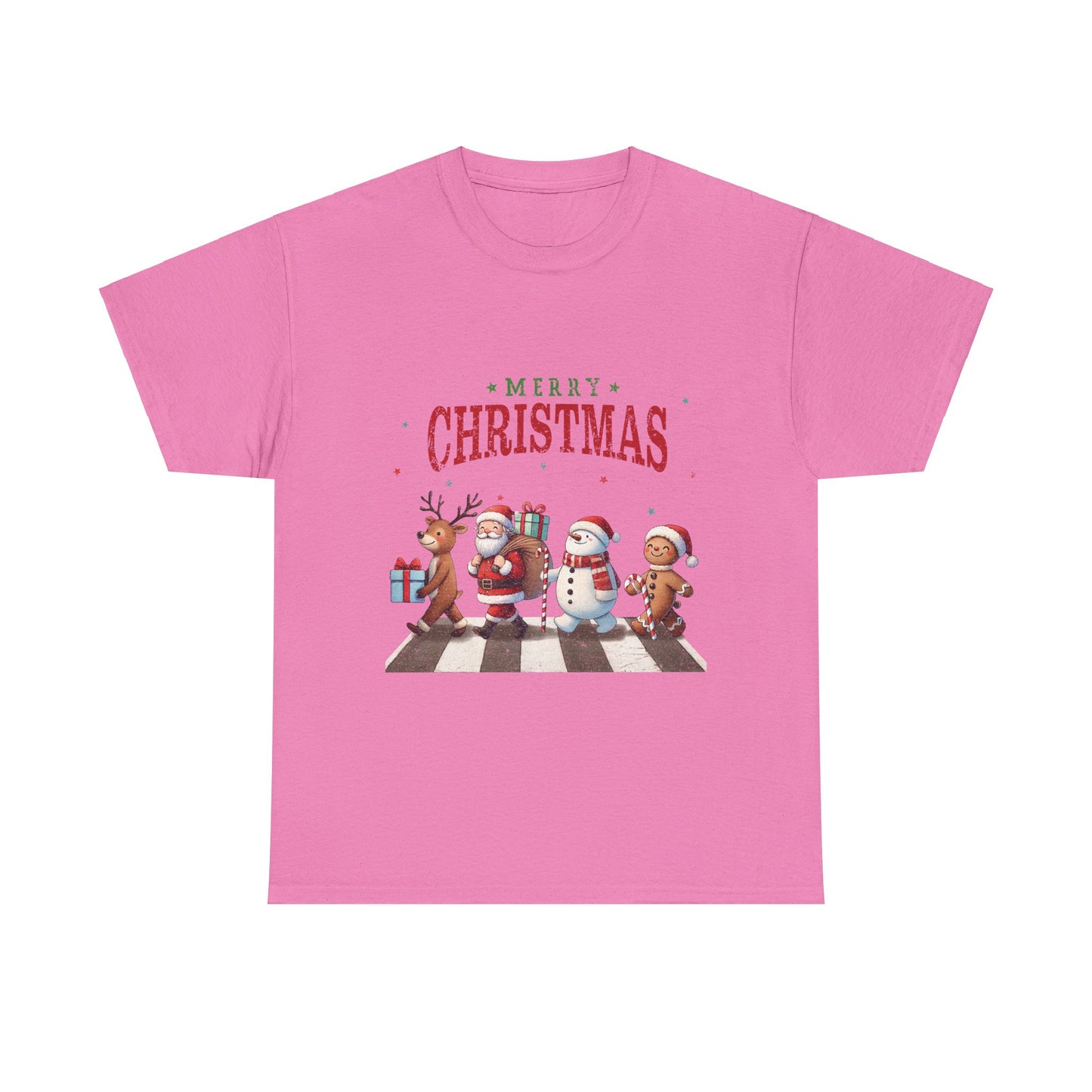 Merry Christmas Unisex Heavy Cotton Tee - Front & Back Holiday Print - 100% Cotton