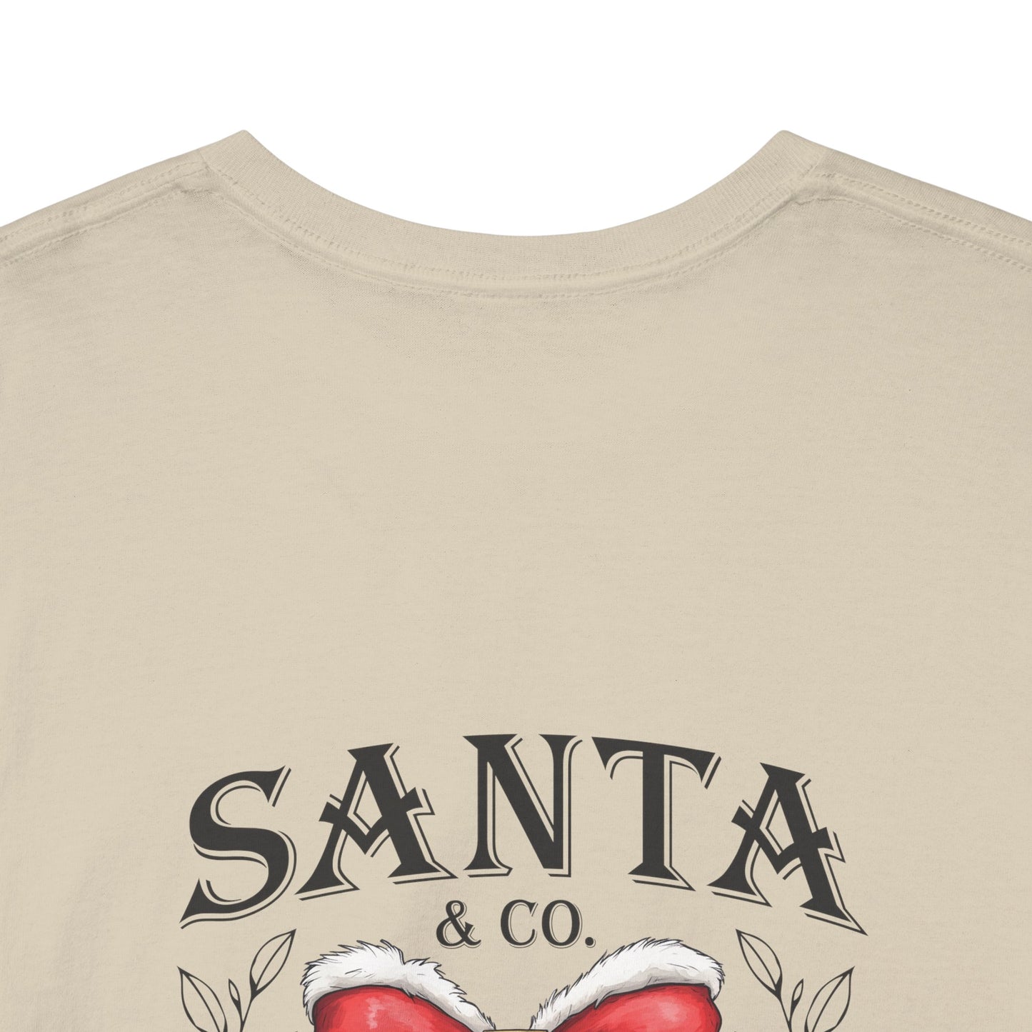 Merry Christmas Unisex Heavy Cotton Tee - Front & Back Holiday Print - 100% Cotton