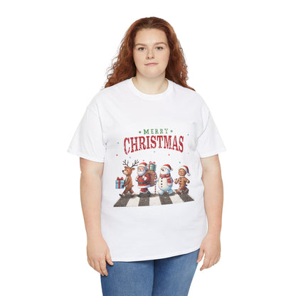 Merry Christmas Unisex Heavy Cotton Tee - Front & Back Holiday Print - 100% Cotton