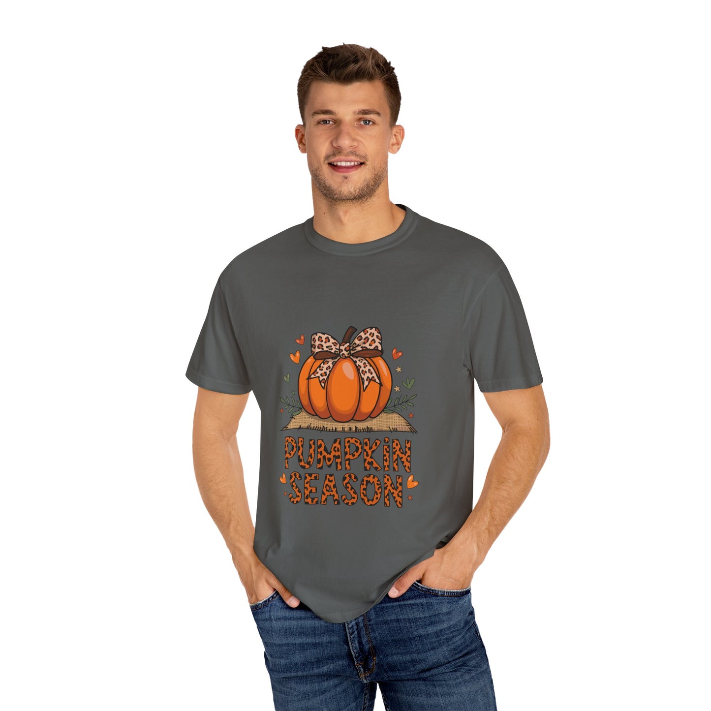 Pumpkin Season Unisex Garment-Dyed T-shirt – Leopard Print Pumpkin Fall Shirt