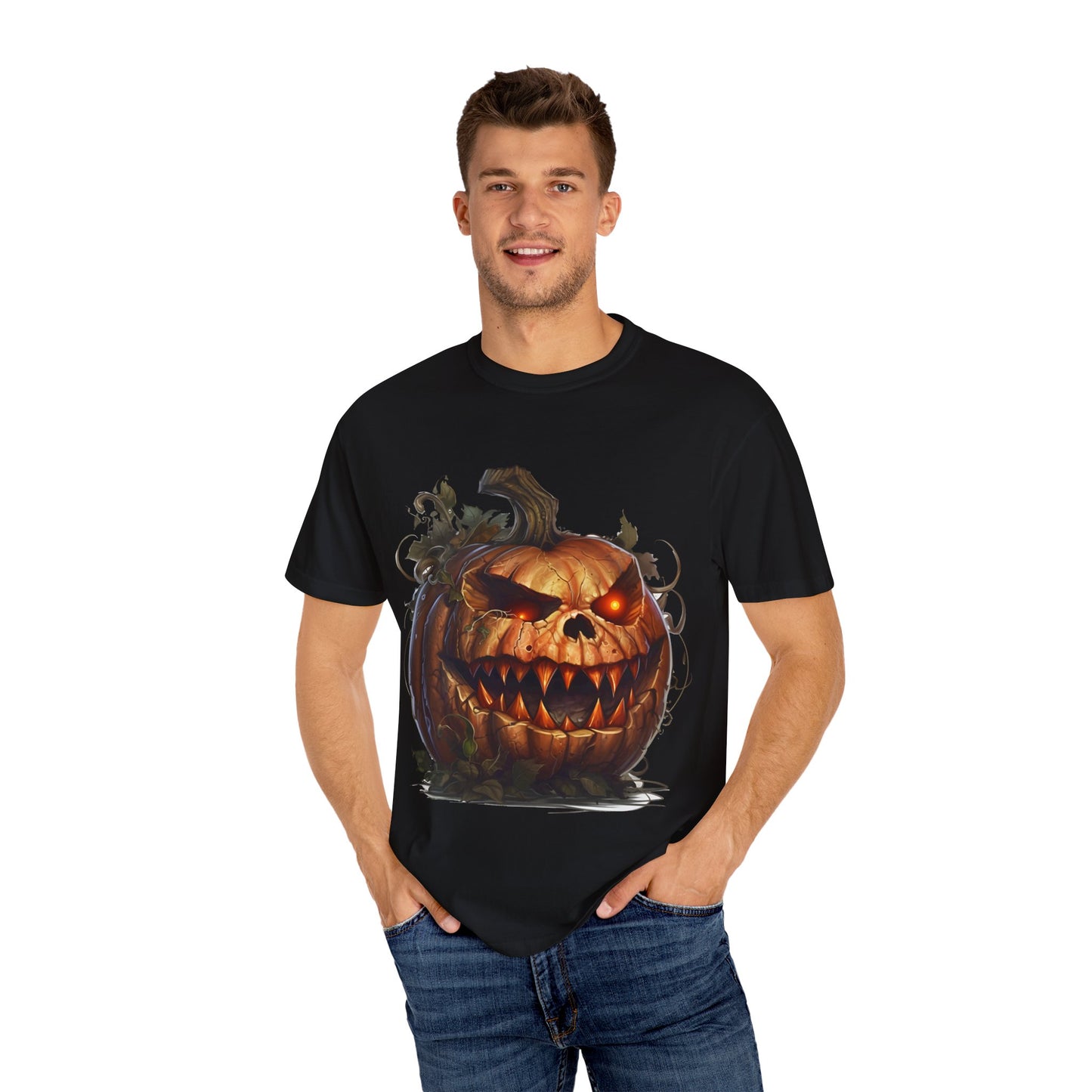 Unisex Garment-Dyed T-Shirt - Comfort Colors - Spooky Jack-O'-Lantern Design