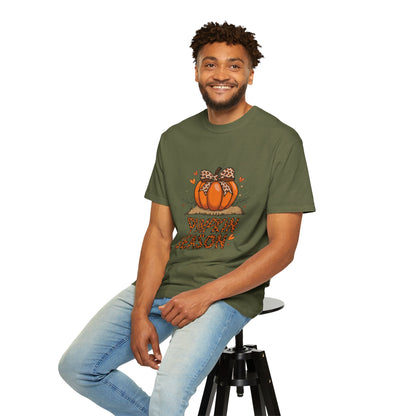 Pumpkin Season Unisex Garment-Dyed T-shirt – Leopard Print Pumpkin Fall Shirt