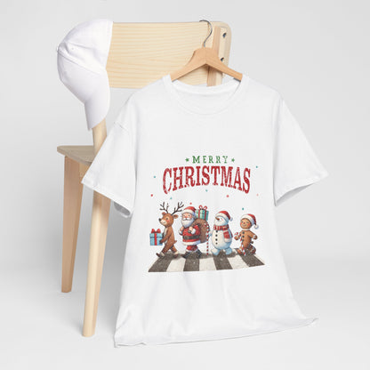 Merry Christmas Unisex Heavy Cotton Tee - Front & Back Holiday Print - 100% Cotton