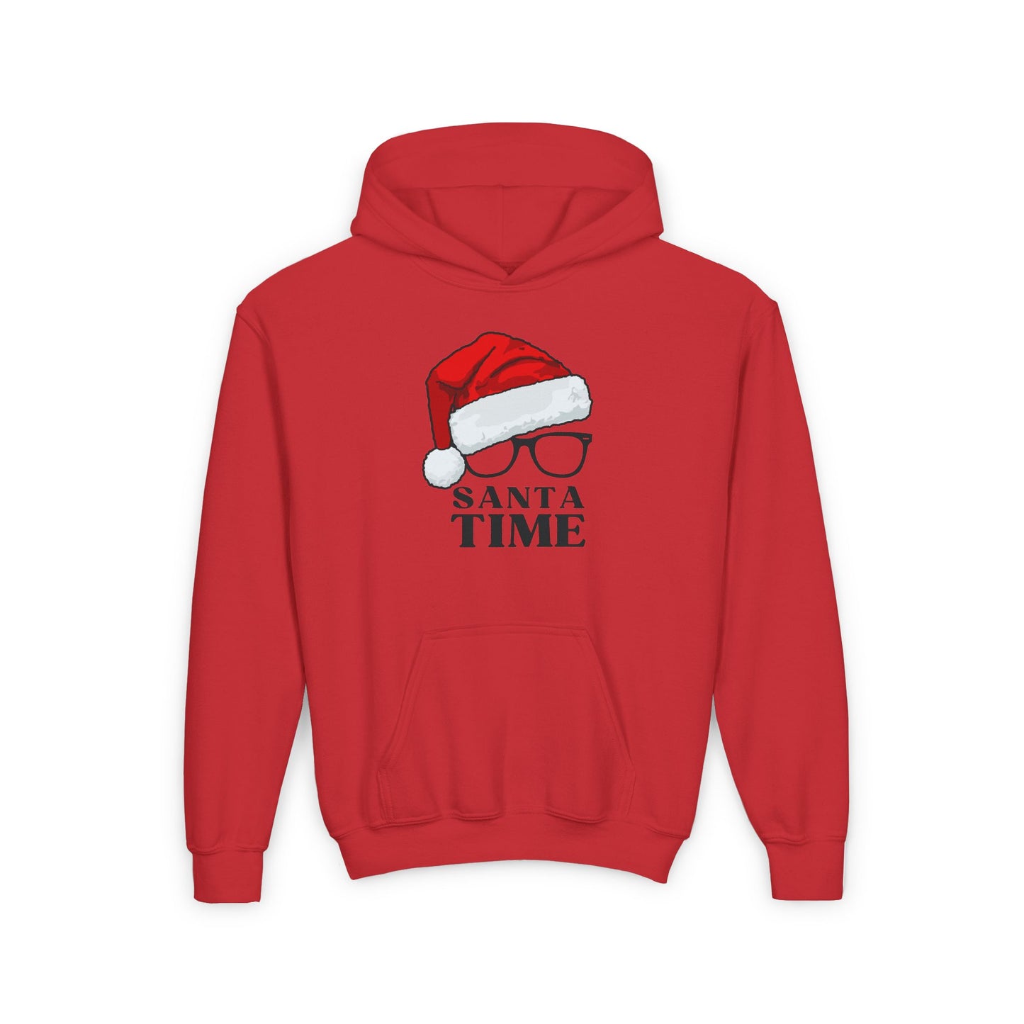 Santa Time Youth Hoodie - Cozy Holiday Hooded Sweatshirt - Festive Santa Design