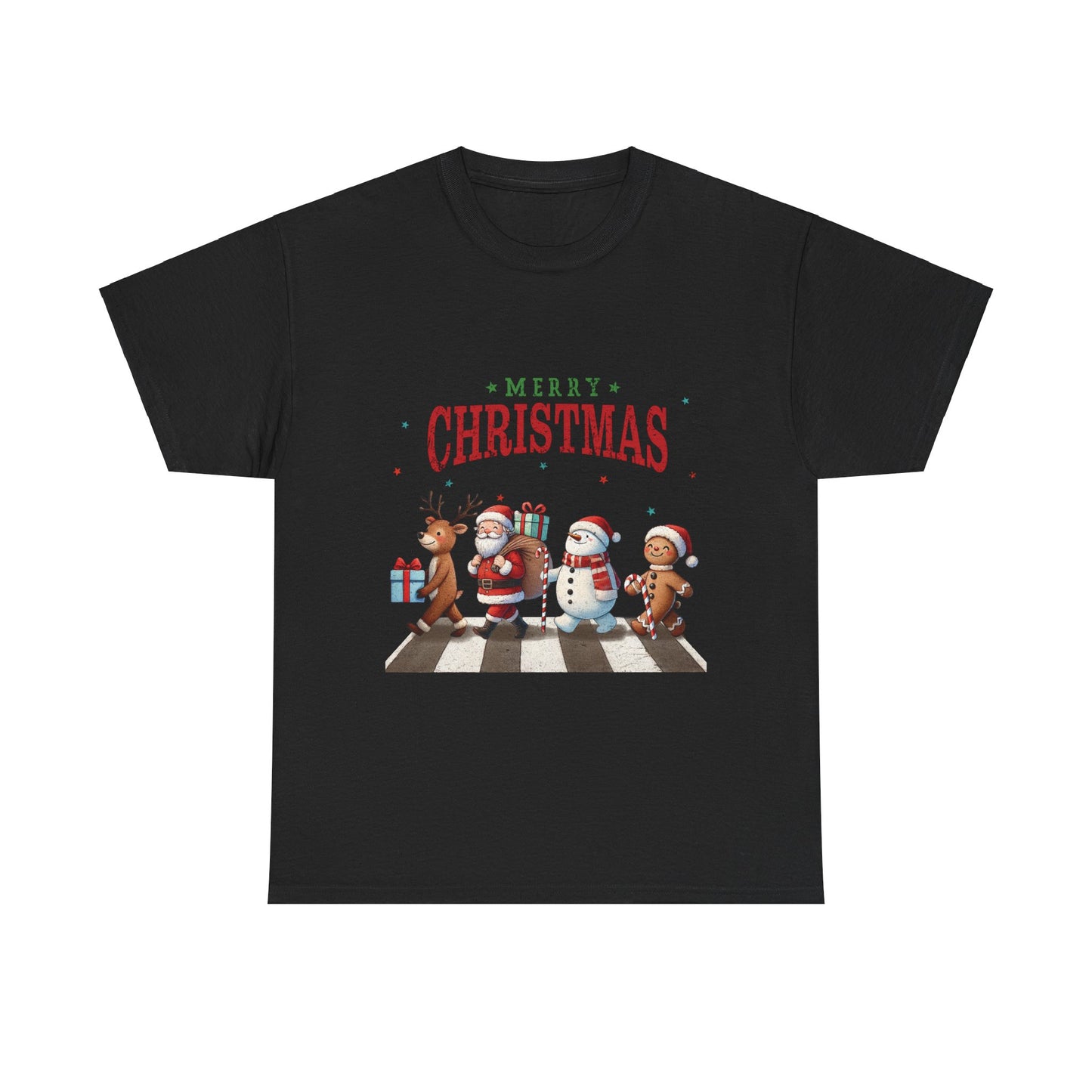 Merry Christmas Unisex Heavy Cotton Tee - Front & Back Holiday Print - 100% Cotton