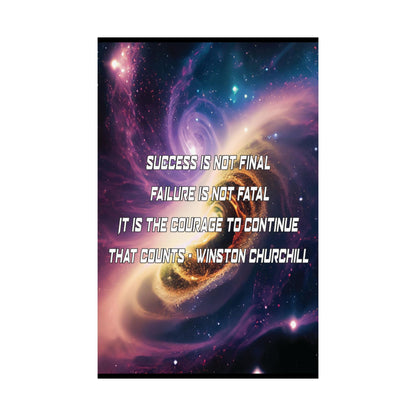 Galactic Inspiration: Vertical Poster with Winston Churchill's Timeless Quote