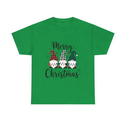 Merry Christmas Gnome and Santa Unisex Heavy Cotton Tee - Front & Back Print - 100% Cotton