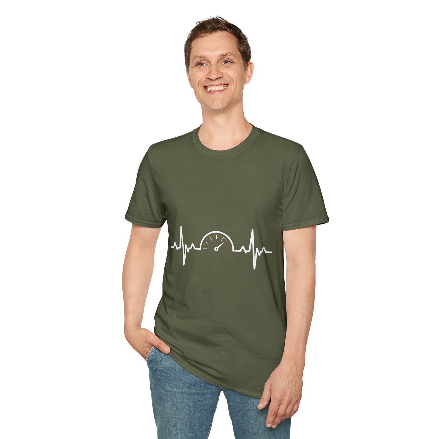 Tachometer Shirt RPM Heartbeat Gauge Unisex Heavy Cotton Tee