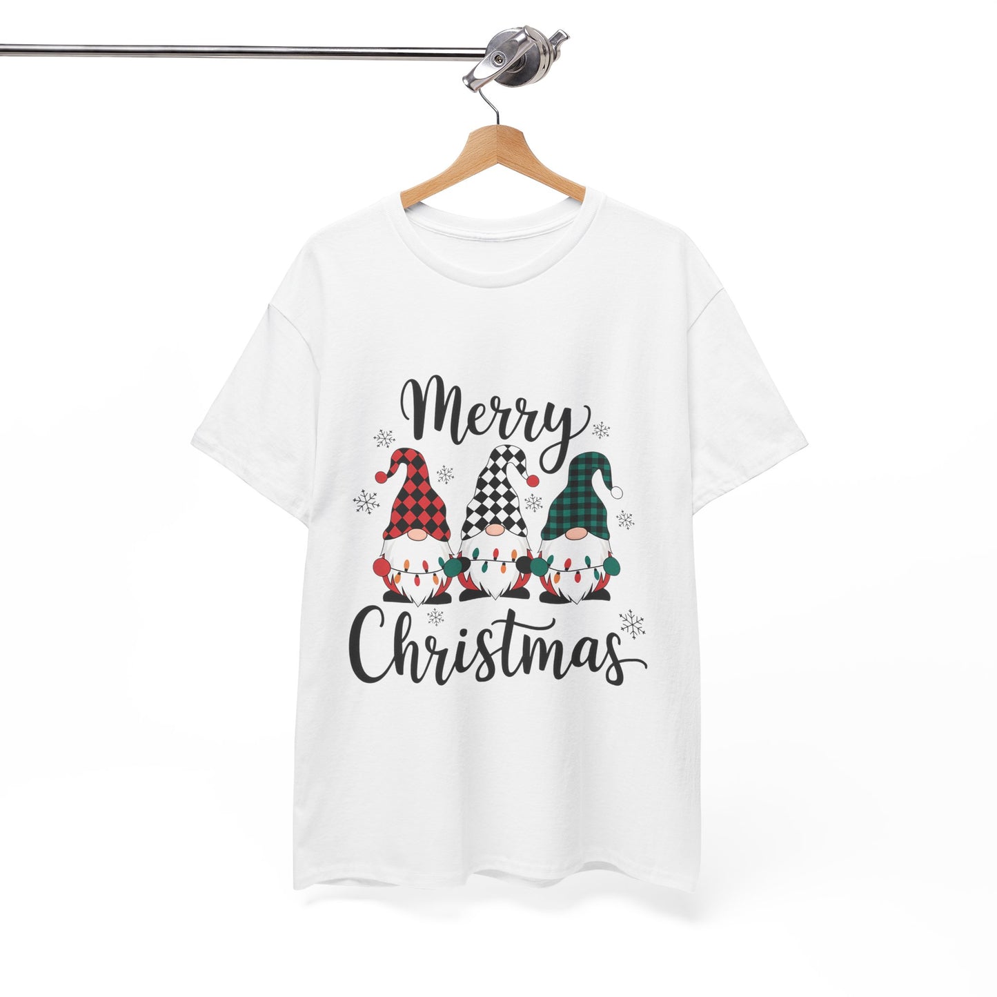 Merry Christmas Gnome and Santa Unisex Heavy Cotton Tee - Front & Back Print - 100% Cotton