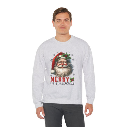 Santa Merry Christmas Unisex Crewneck Sweatshirt - Cozy Holiday Sweatshirt - Cotton Blend