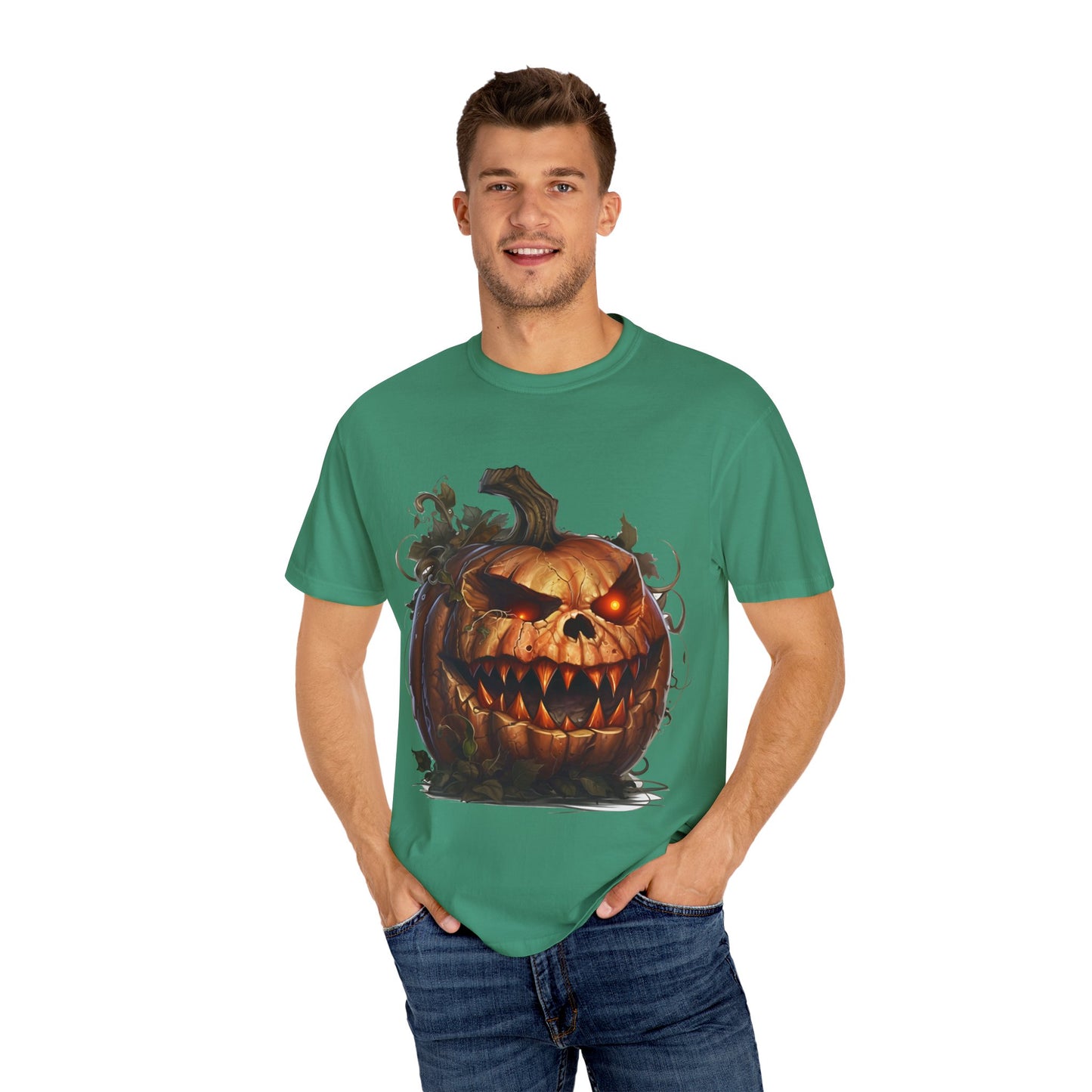 Unisex Garment-Dyed T-Shirt - Comfort Colors - Spooky Jack-O'-Lantern Design