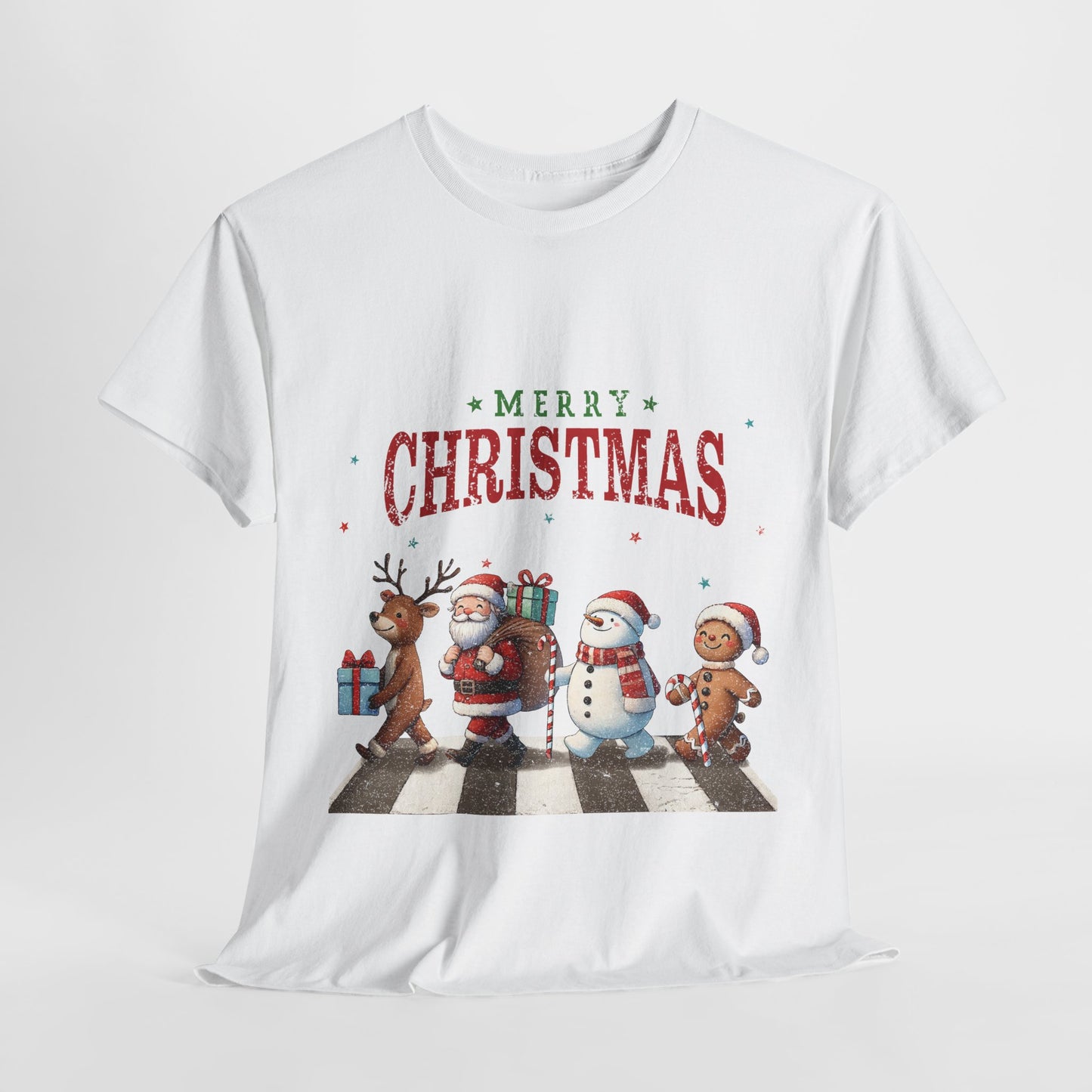 Merry Christmas Unisex Heavy Cotton Tee - Front & Back Holiday Print - 100% Cotton