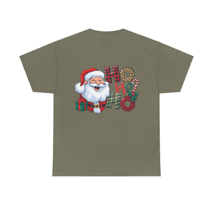 Merry Christmas Gnome and Santa Unisex Heavy Cotton Tee - Front & Back Print - 100% Cotton