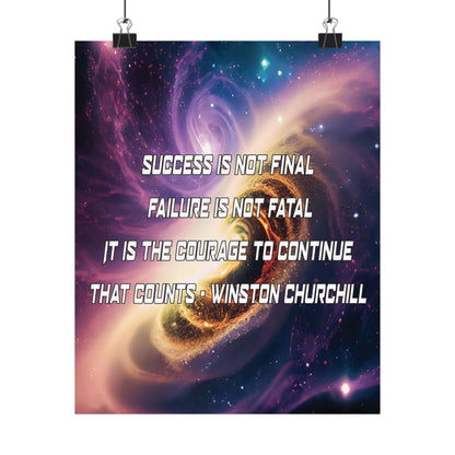 Galactic Inspiration: Vertical Poster with Winston Churchill's Timeless Quote