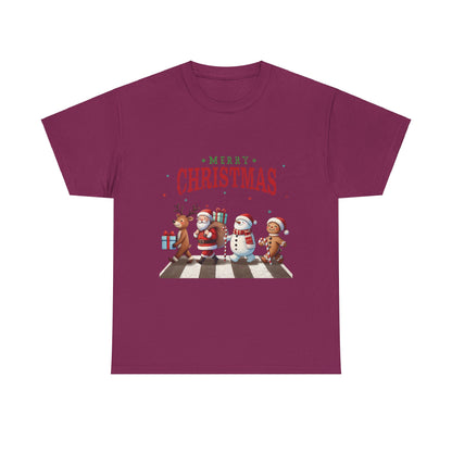 Merry Christmas Unisex Heavy Cotton Tee - Front & Back Holiday Print - 100% Cotton