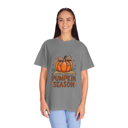 Pumpkin Season Unisex Garment-Dyed T-shirt – Leopard Print Pumpkin Fall Shirt