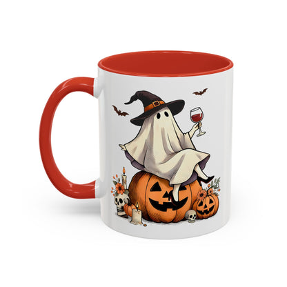 Ghost Wine Accent Coffee Mug – Halloween Ceramic Mug (11oz, 15oz)