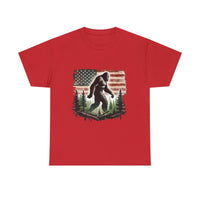 Bigfoot American Flag Shirt – Sasquatch Forest Graphic Cotton Tee