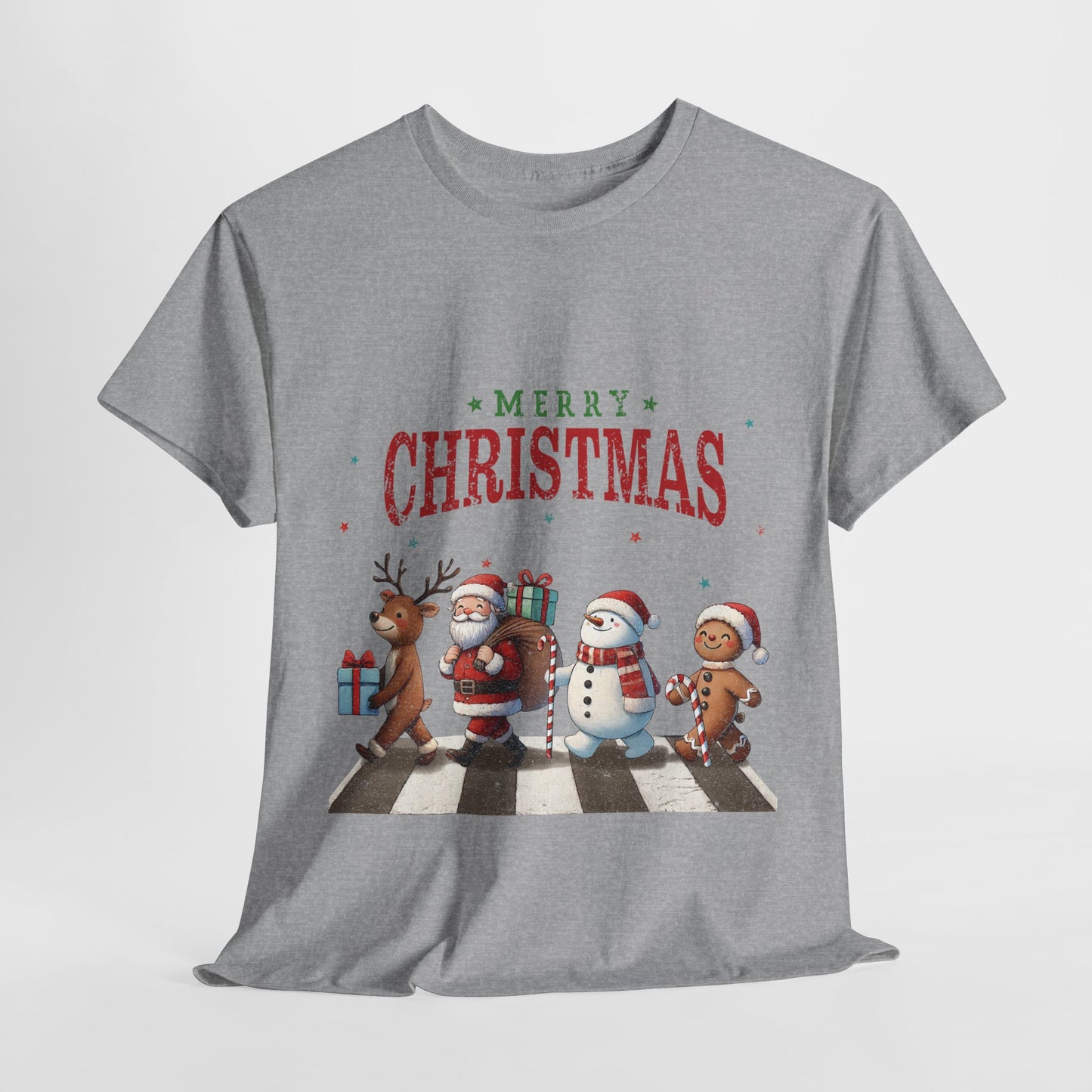 Merry Christmas Unisex Heavy Cotton Tee - Front & Back Holiday Print - 100% Cotton