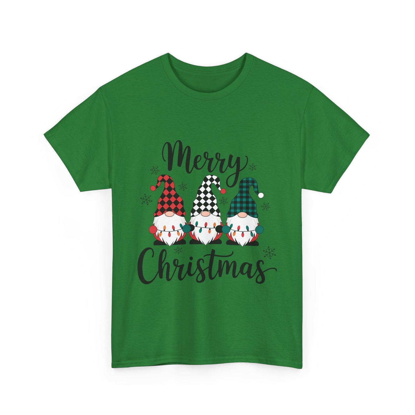 Merry Christmas Gnome and Santa Unisex Heavy Cotton Tee - Front & Back Print - 100% Cotton