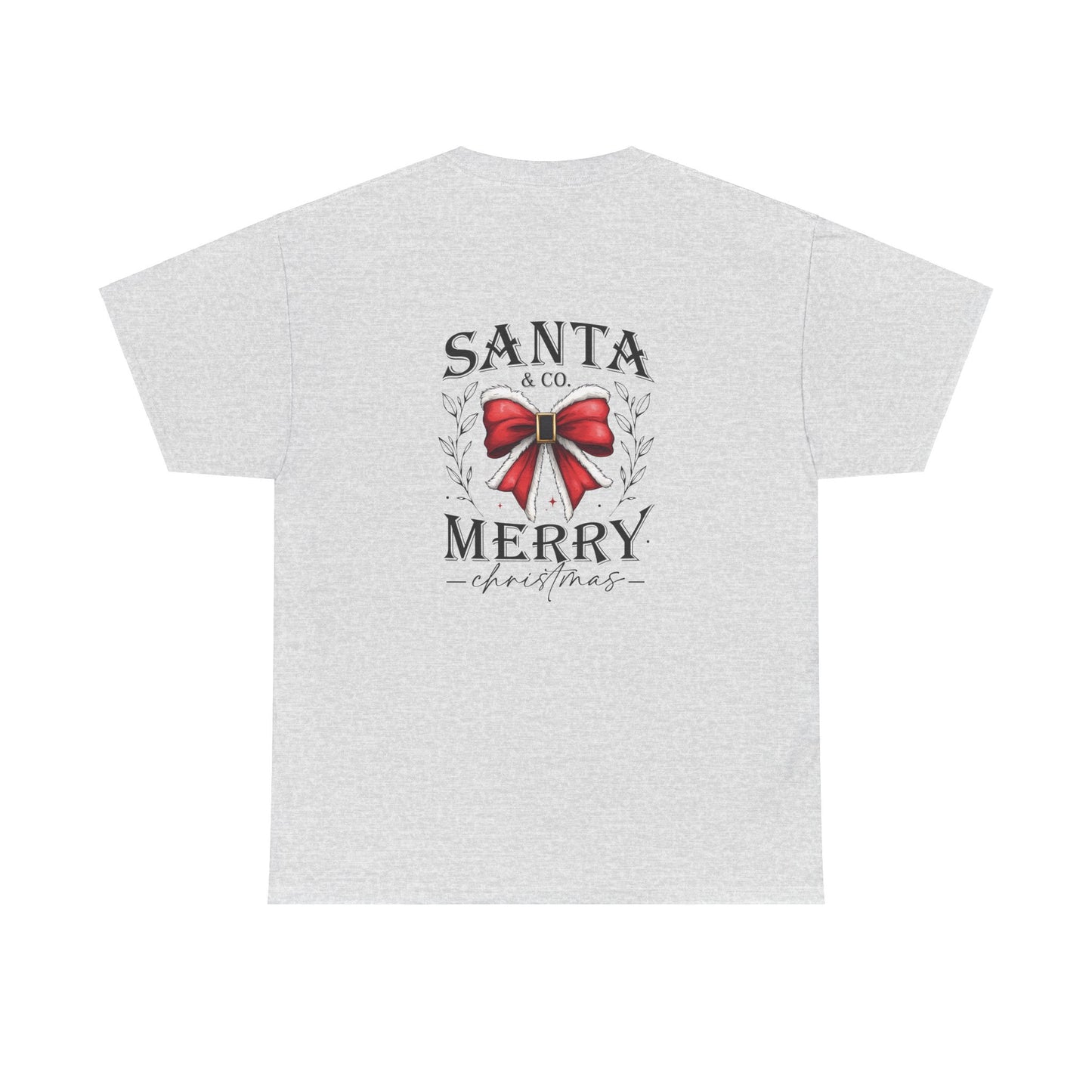 Merry Christmas Unisex Heavy Cotton Tee - Front & Back Holiday Print - 100% Cotton