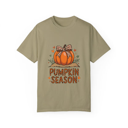 Pumpkin Season Unisex Garment-Dyed T-shirt – Leopard Print Pumpkin Fall Shirt