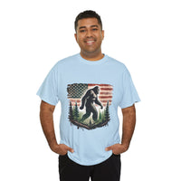 Bigfoot American Flag Shirt – Sasquatch Forest Graphic Cotton Tee