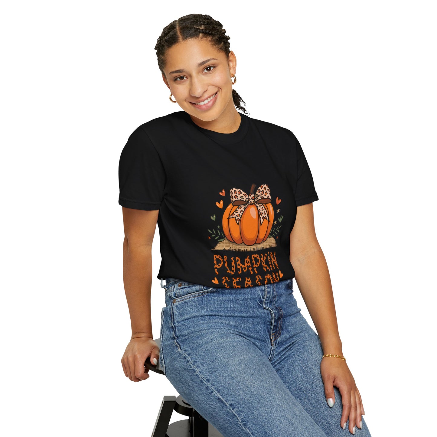 Pumpkin Season Unisex Garment-Dyed T-shirt – Leopard Print Pumpkin Fall Shirt