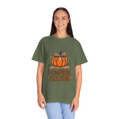 Pumpkin Season Unisex Garment-Dyed T-shirt – Leopard Print Pumpkin Fall Shirt