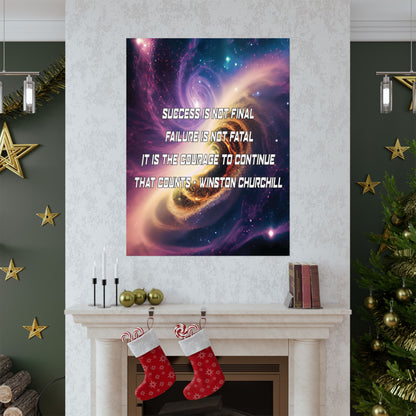 Galactic Inspiration: Vertical Poster with Winston Churchill's Timeless Quote