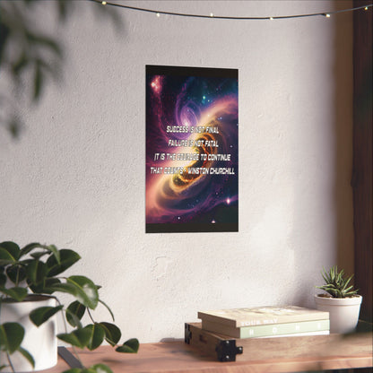 Galactic Inspiration: Vertical Poster with Winston Churchill's Timeless Quote