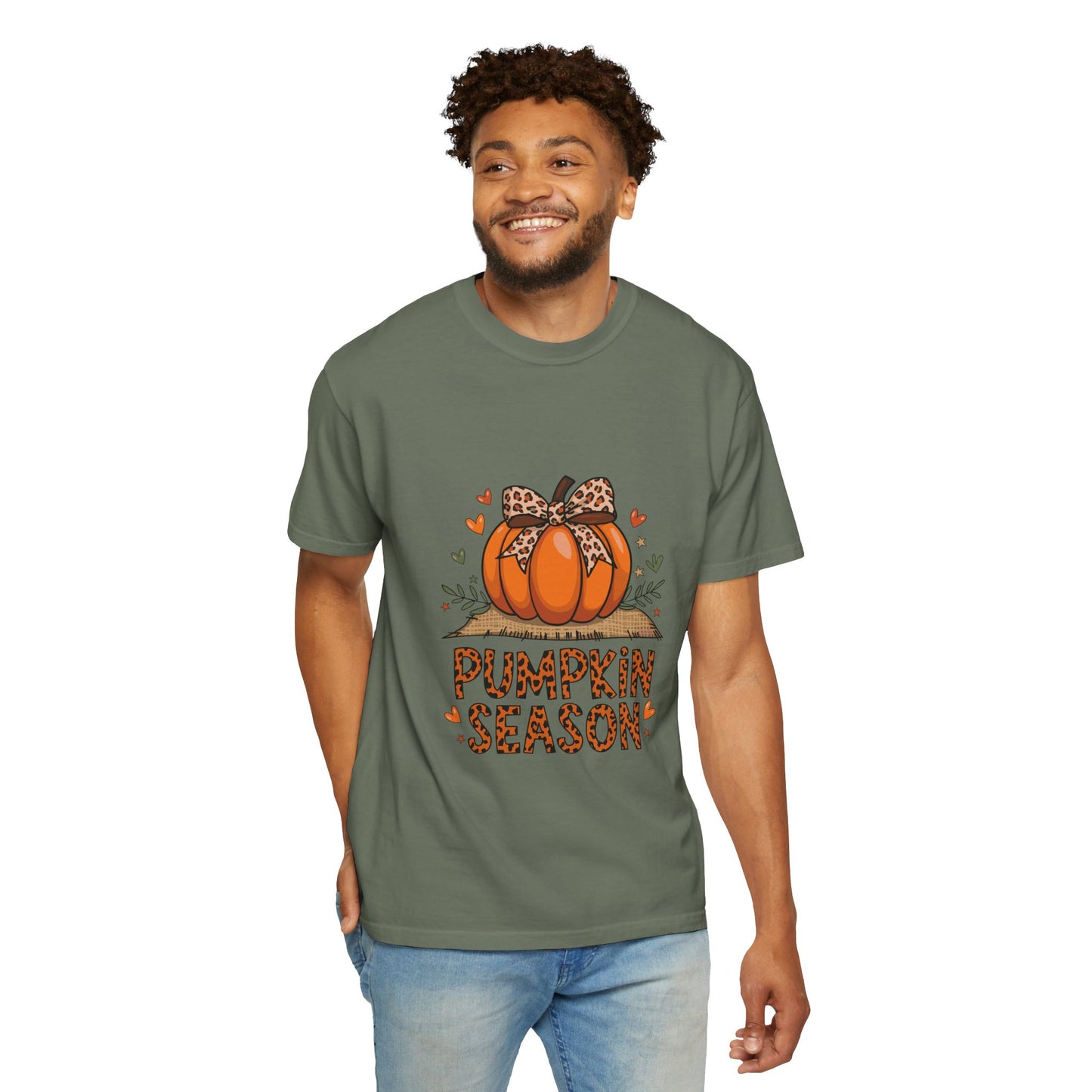 Pumpkin Season Unisex Garment-Dyed T-shirt – Leopard Print Pumpkin Fall Shirt