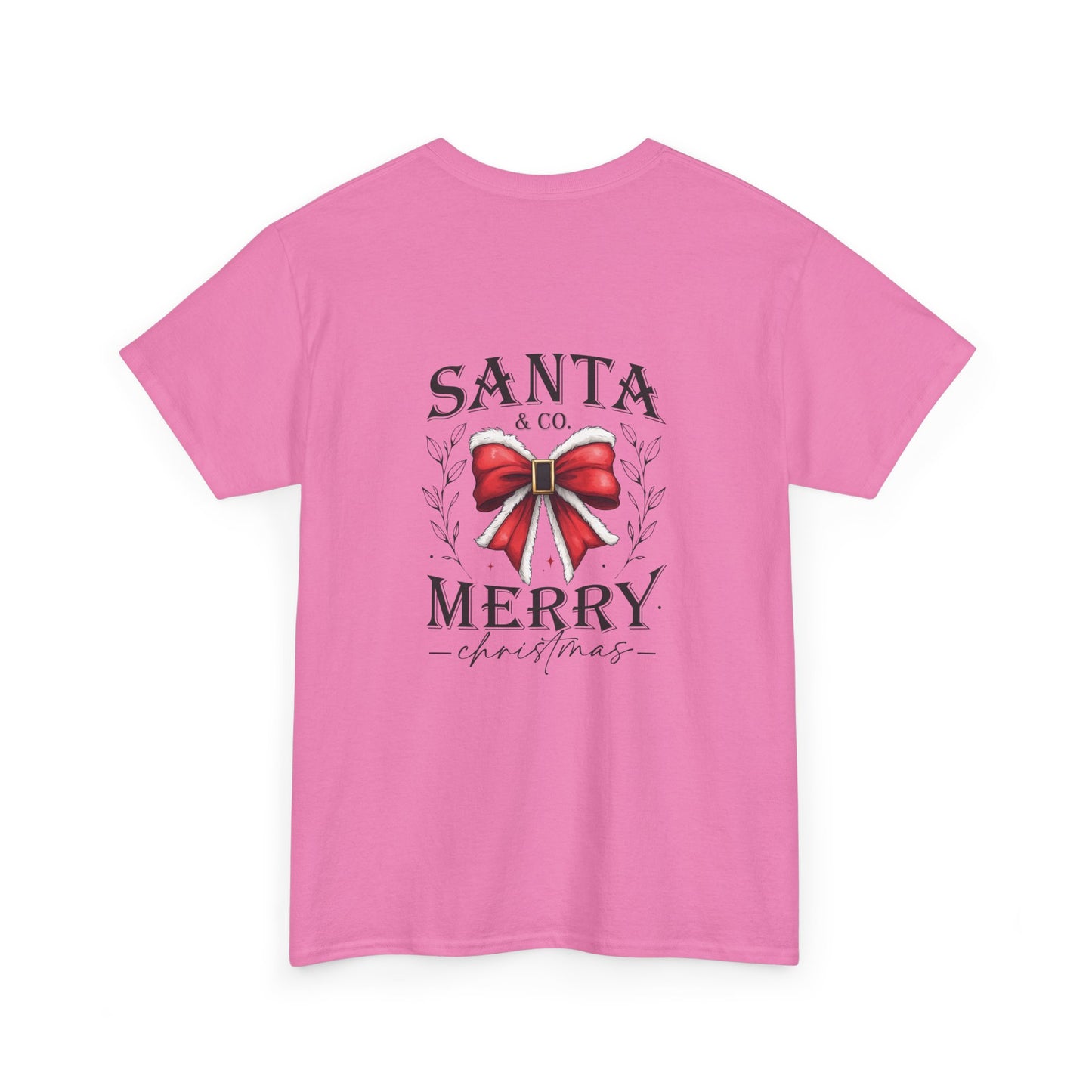 Merry Christmas Unisex Heavy Cotton Tee - Front & Back Holiday Print - 100% Cotton