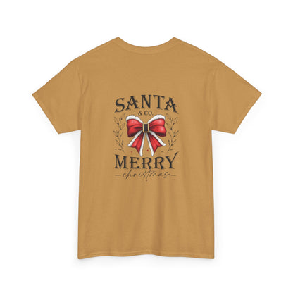 Merry Christmas Unisex Heavy Cotton Tee - Front & Back Holiday Print - 100% Cotton