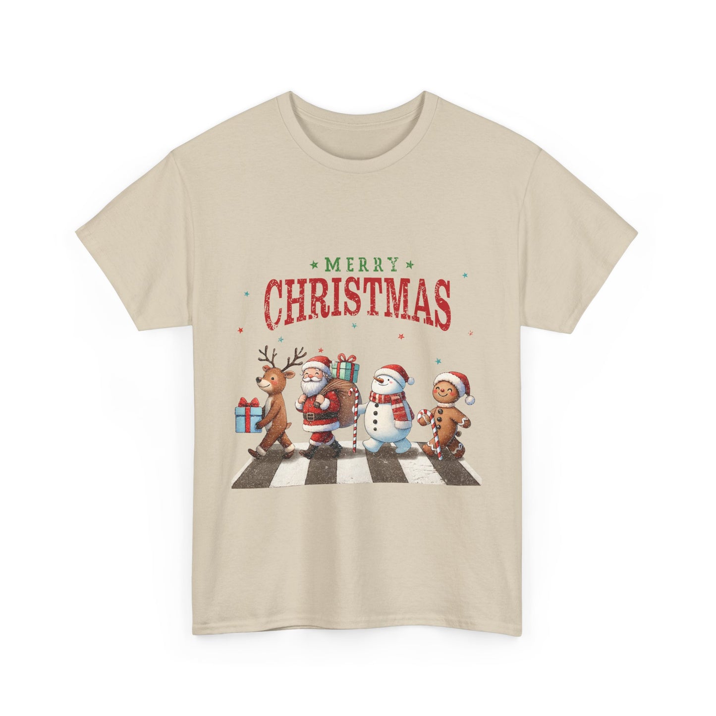 Merry Christmas Unisex Heavy Cotton Tee - Front & Back Holiday Print - 100% Cotton