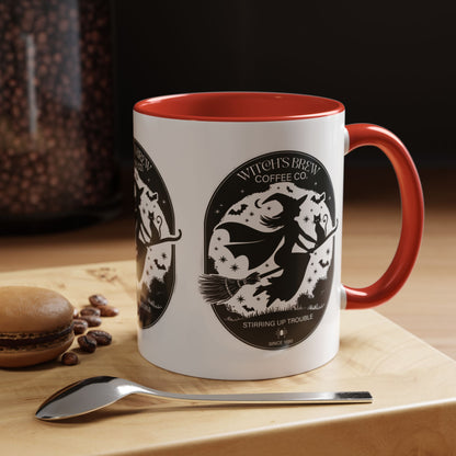 Witch's Brew Coffee Co. Accent Ceramic Mug - 11oz & 15oz - Stirring Up Trouble Design