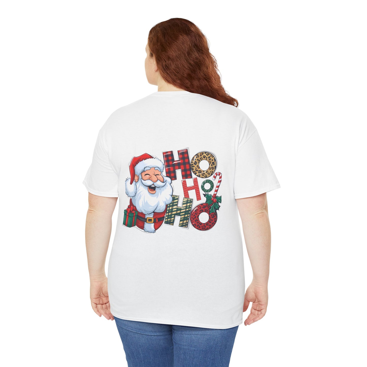 Merry Christmas Gnome and Santa Unisex Heavy Cotton Tee - Front & Back Print - 100% Cotton