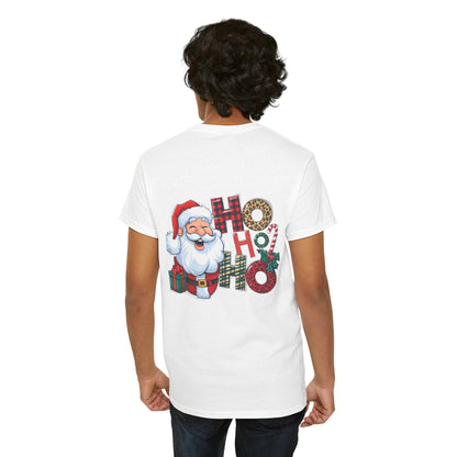 Merry Christmas Gnome and Santa Unisex Heavy Cotton Tee - Front & Back Print - 100% Cotton