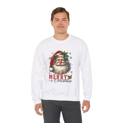 Santa Merry Christmas Unisex Crewneck Sweatshirt - Cozy Holiday Sweatshirt - Cotton Blend