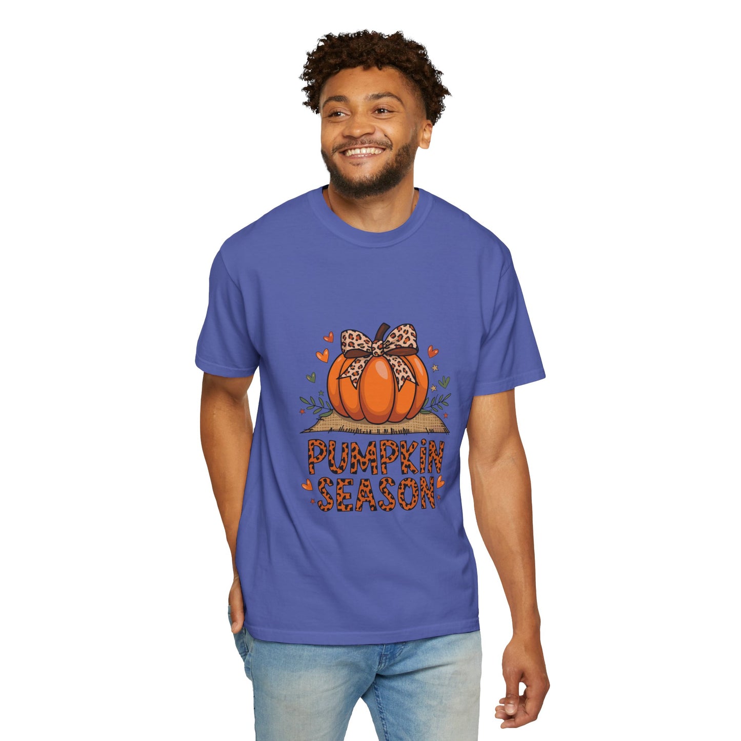 Pumpkin Season Unisex Garment-Dyed T-shirt – Leopard Print Pumpkin Fall Shirt